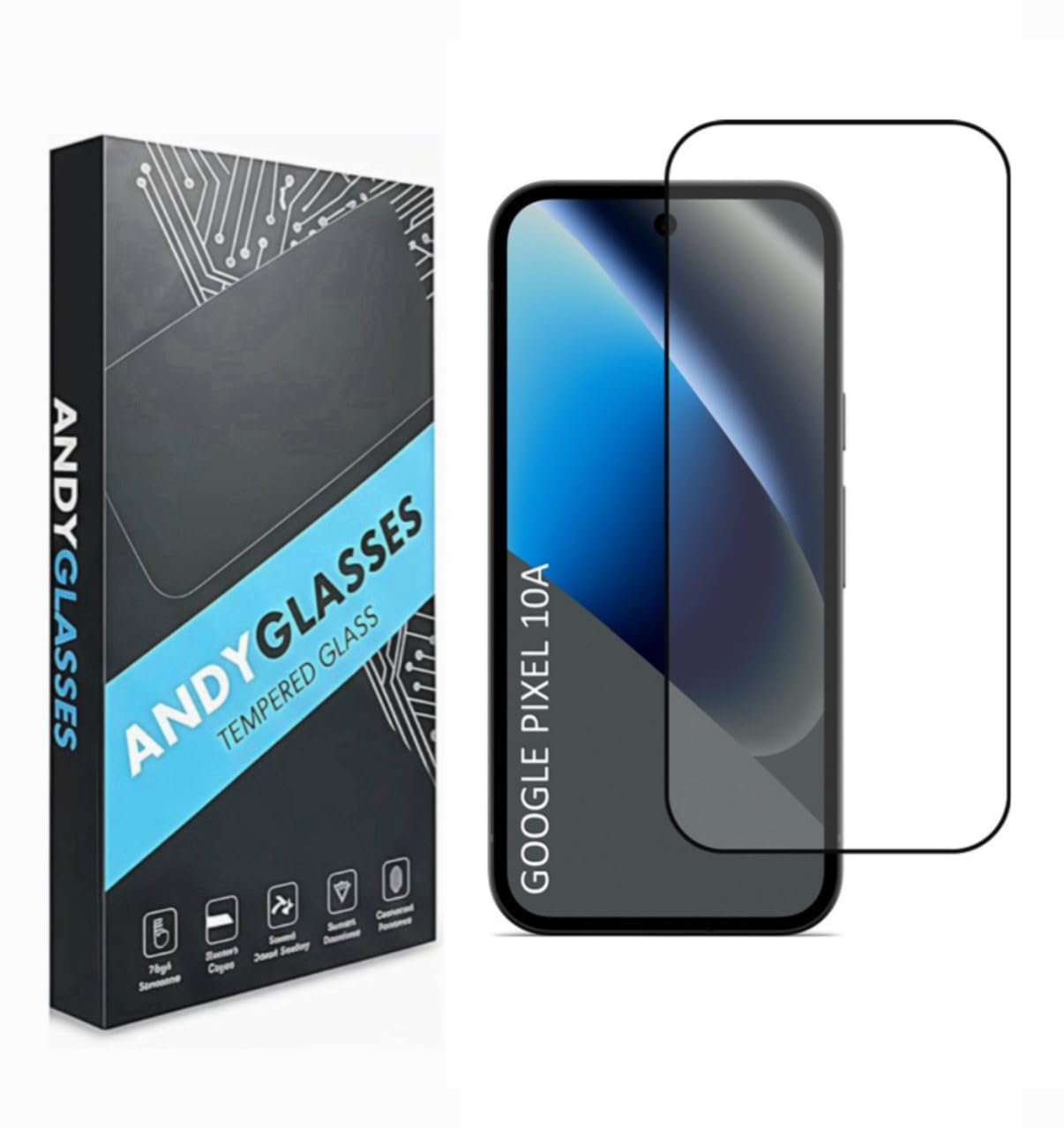 ANDYGLASSES Tempered Glass Screen Protector Compatible For Pixel 10A (Black) Edge To Edge Full Screen Coverage With Easy Installation Kit,Pack Of 1