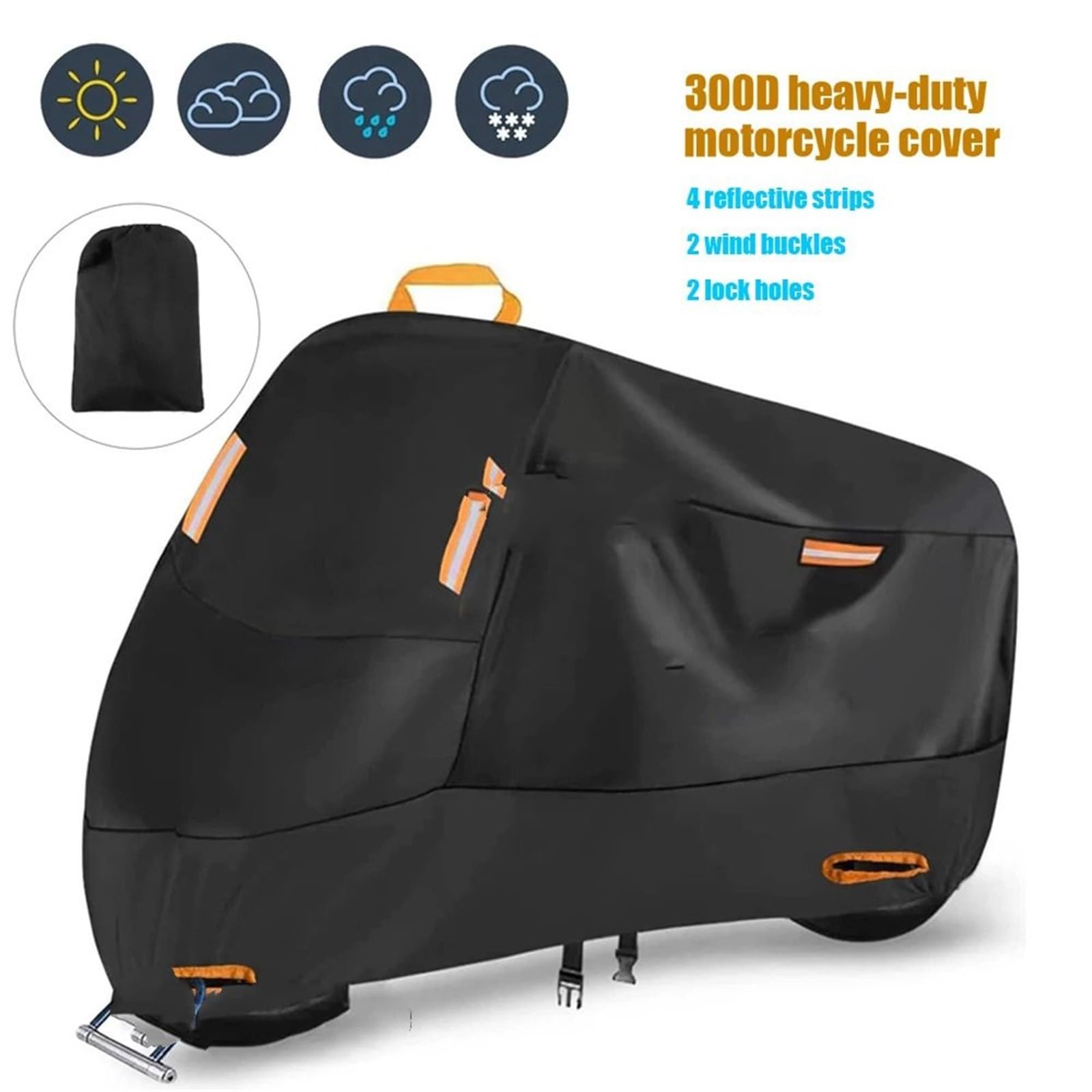 Wodoodporny pokrowiec na motocykl Pokrowiec na motocykl UV przeciwdeszczowy do skutera plandekowego Ciepły motocykl Wodoodporny pokrowiec na motocykl z blokadą pokrywa samochoduwodoodporna(3XL XXXL fo
