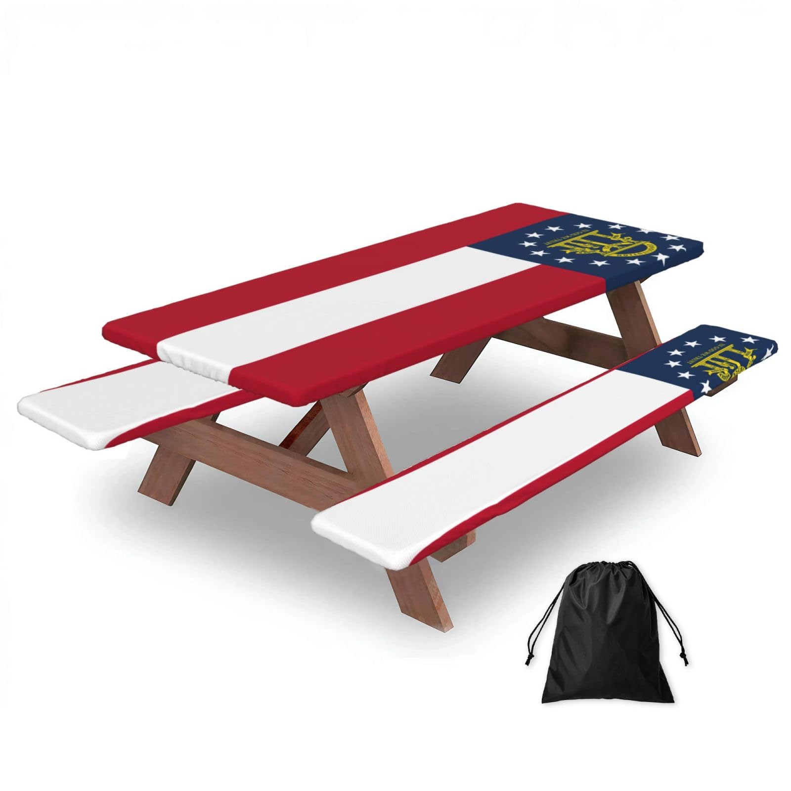 AYYQWE Georgia Flag Print Picnic Table Bench Cover Outdoor Garden Party Decor Daily Accessory Gift