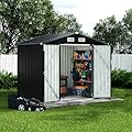 6x8 FT Metal Storage Sheds Outdoor, Metal Yard Sheds Garden Shed Kit, MetalTool Shed with Lockable Door, MetalUtility Sheds Buildings with Air Vent for Backyard Garden Patio Lawn