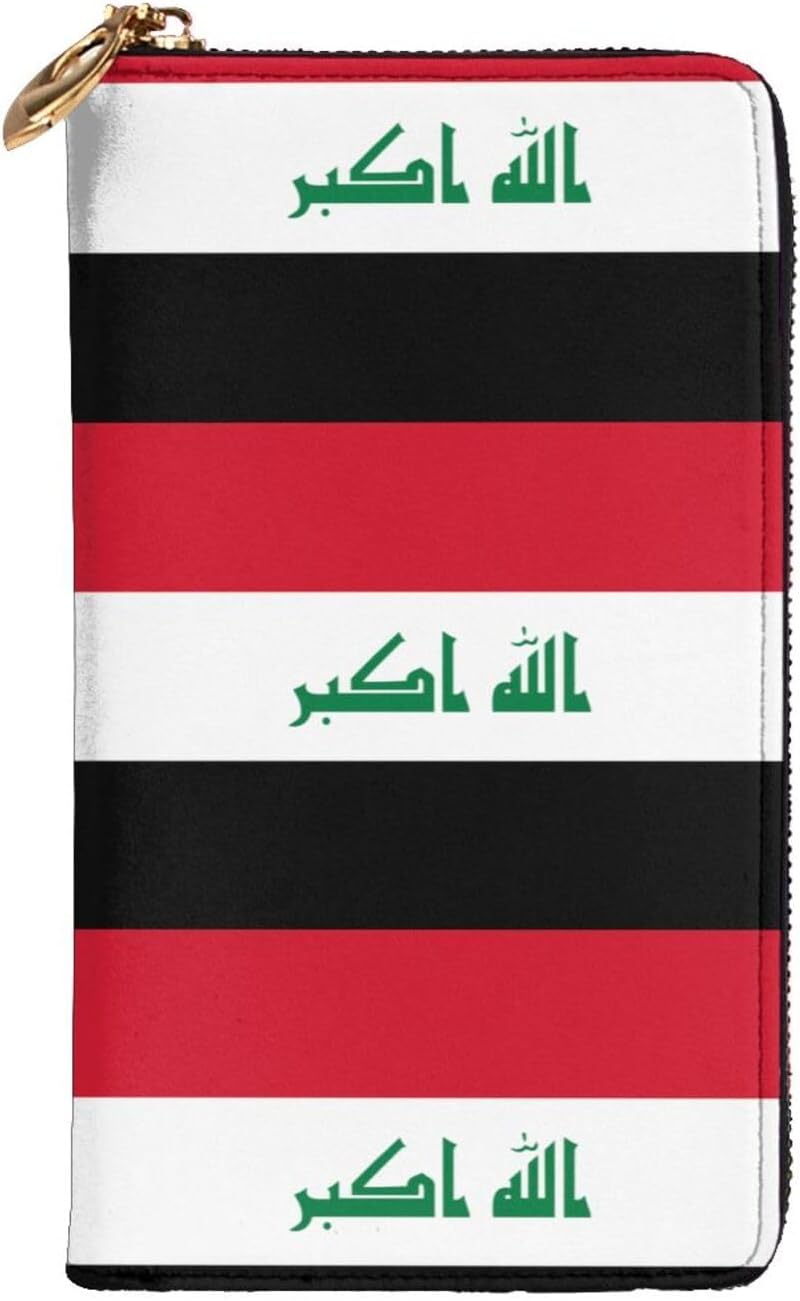 Iraqi flag Women's wallet, clutch wallet, with zipper, large capacity.