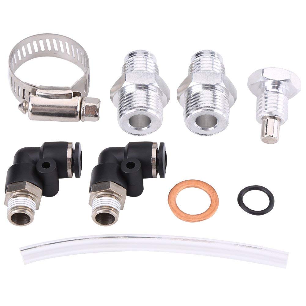 Qiilu Réservoir de Capture d'Huile 0.5L - Kit de Récupérateur en Aluminium Breather pour Voiture - Oil Catch Tank (Argent SI-A0409)