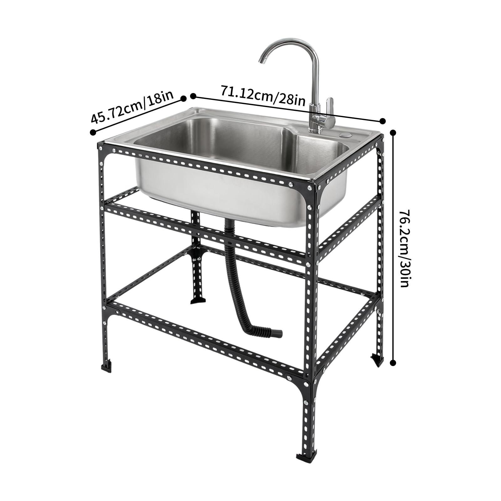Gewerbliche Edelstahl-Einzelbecken-Küchenspüle mit Armatur und Abtropffläche, 28 x 18 x 30 Zoll, ideal für Bars, Restaurants, Hotels und den privaten Gebrauch.