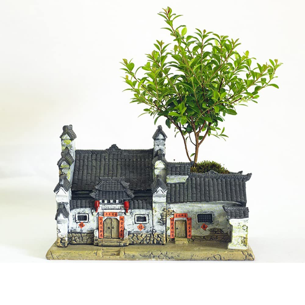 DFGHNBVC Fairy Garden Planter Pot Succulent Flower Pot Miniature House Kit Micro Landscape Decorations With Light Without Plants,A