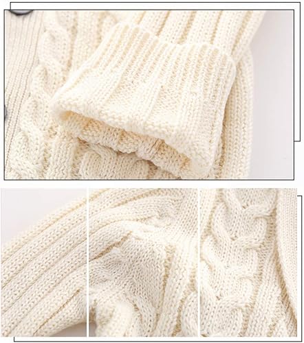 Miniatura 6 de Feidoog - Chamarra de punto con botones para bebés, suéter de ganchillo con cuello en V, suéter de punto para niños pequeños, patrón de punto,