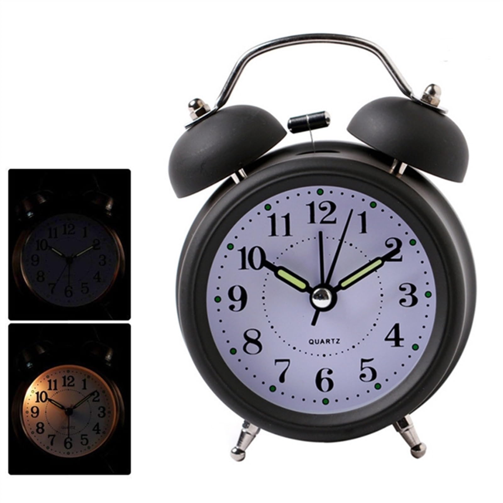Despertador, Fuerte con luz de Fondo, Funciona Pilas, silencioso sin tictac(Black)