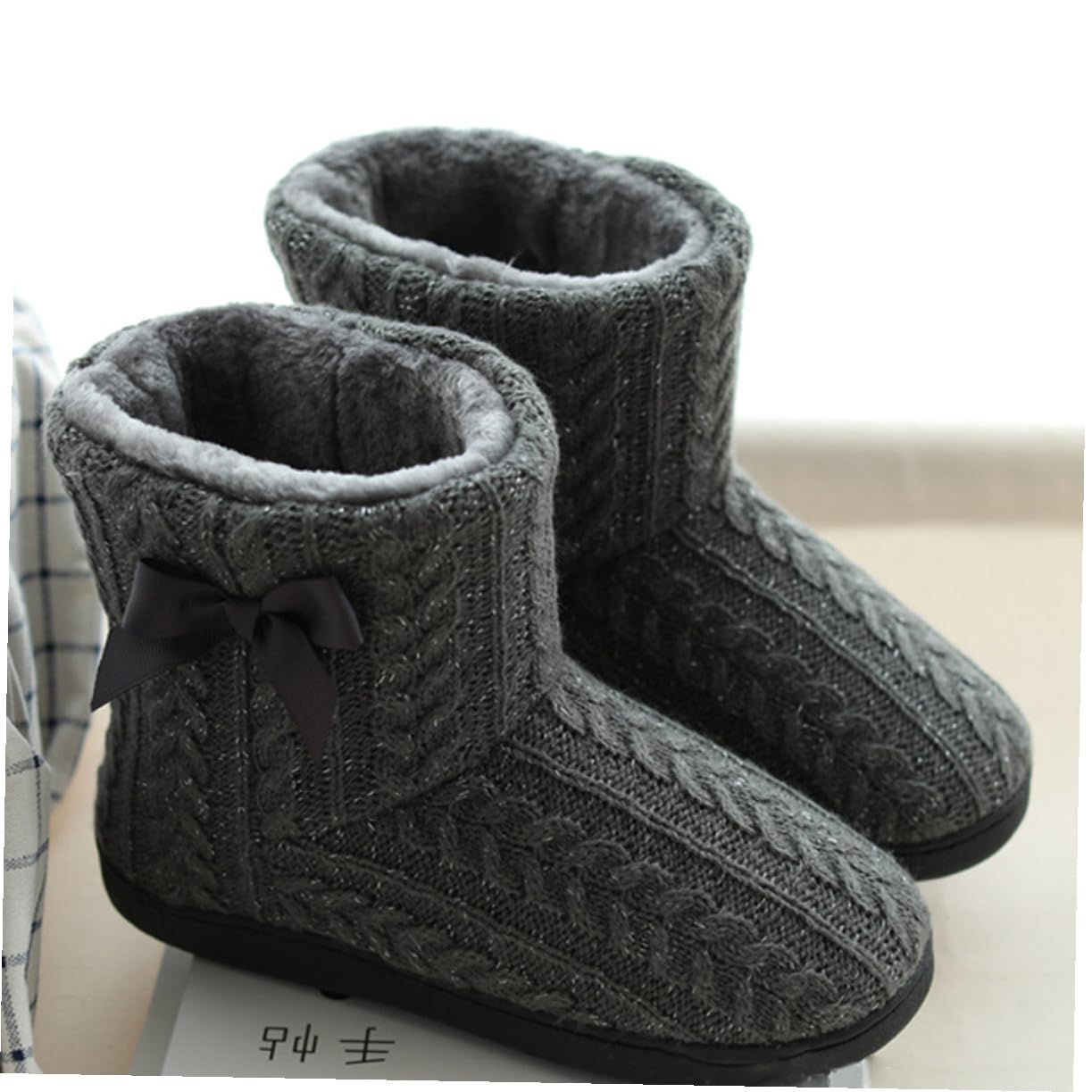 Botas de Casa para Mujer, Invierno, Punto, Suela Gruesa Antideslizante