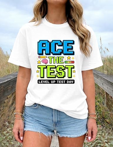 Ace The Test Shirt Level Up Test Day Student Exam Motivation School Gift Tee