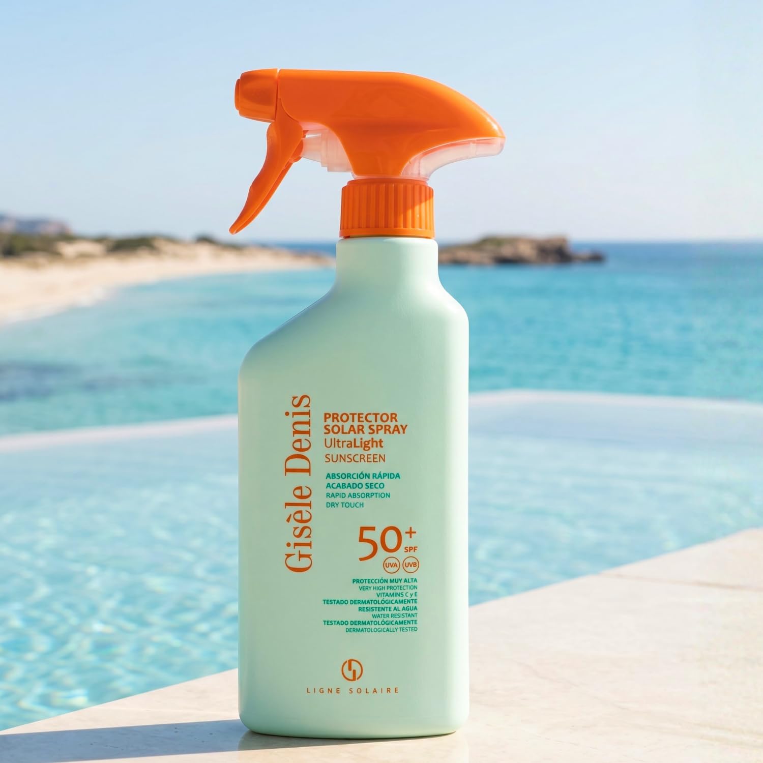 GISÈLE DENIS - Protezione solare spray ultra leggera, 300 ml, protezione FPS50+, crema solare, cura della pelle, assorbimento immediato e finitura asciutta, idrata la pelle, impermeabile