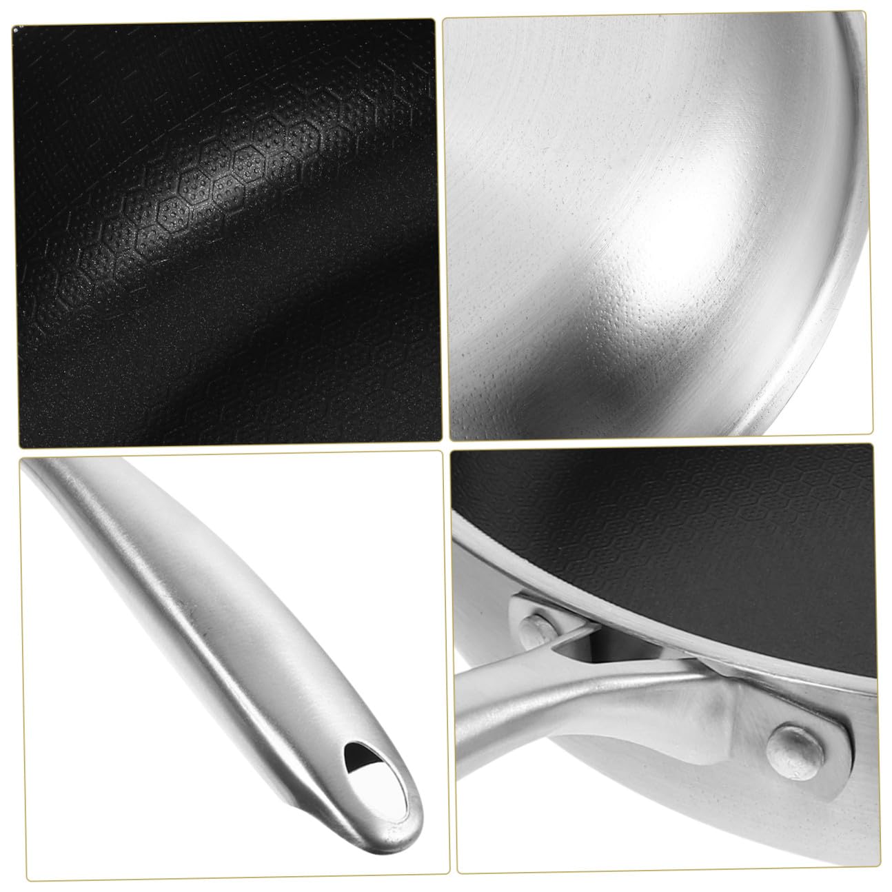 Padella Antiaderente Per Uova 30 Cm in Acciaio Inox a Nido D’ape Manico Ergonomico, Leggera e Resistente Per Piani Cottura a Induzione, Elettrici e a Fiamma, Per Colazione e Uso Quotidiano