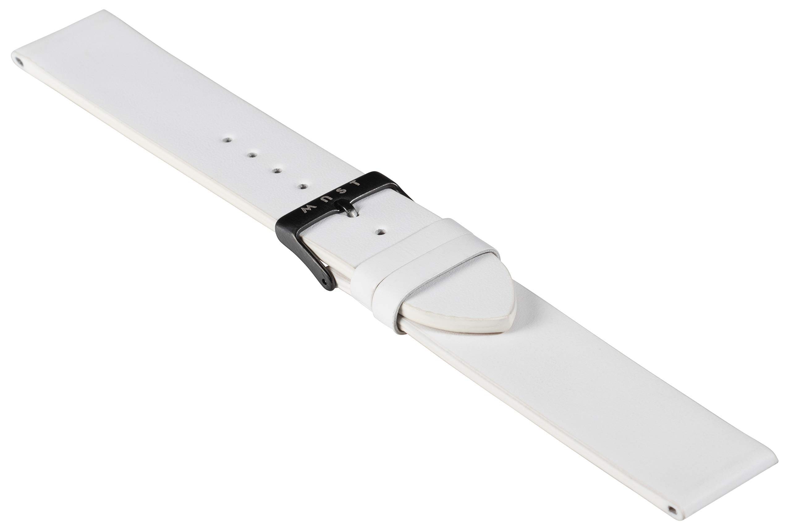 MAST MILANO20mm Mens Watch Leather Strap with Black Buckle White