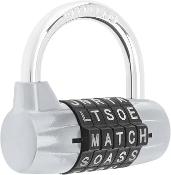 5 Letter Word Lock Combination Locks,Resettable Safety Padlock,Silver