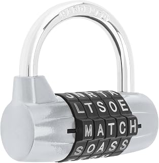 Gym Locker Lock 5 Letter Word Lock Safety Padlock Combination Lock for School Gym Locker,Sports Locker,Fence,Toolbox,Case,Hasp Storage (1, Silver)