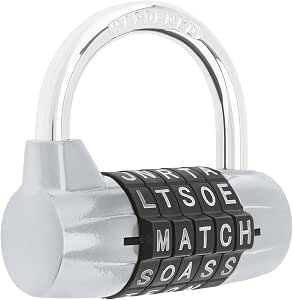 4 Digit Combination Padlock - Stainless Steel, Adjustable Long Shackle For Gym Lockers, Cabinets, Gates
