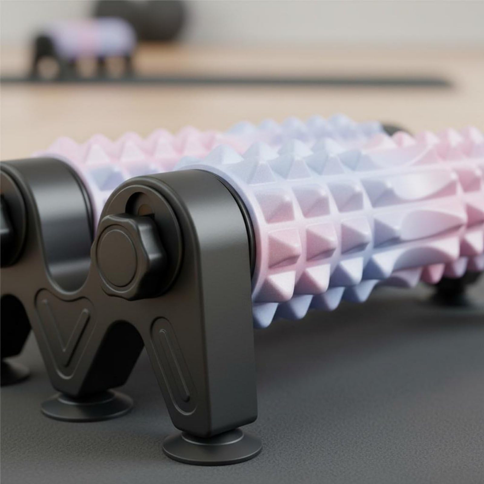 Rullo Massaggio Doppia Fila Rullo Schiuma Massaggiatore Fitness Recupero con Base Ampia Antiscivolo E Supporto Rigido Pressione Uniforme per Muscoli, Camouflage Pink Blue