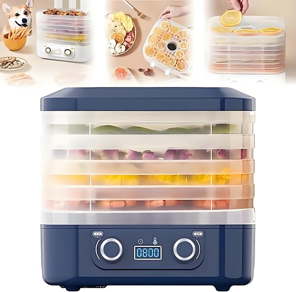 5 Tray Food Dehydrator - 160W Adjustable Temp (35-75℃) with 1-48H Timer & LED Display - Efficient Drying Machine for Jerky, Fruits, Veggies & Healthy Snacks