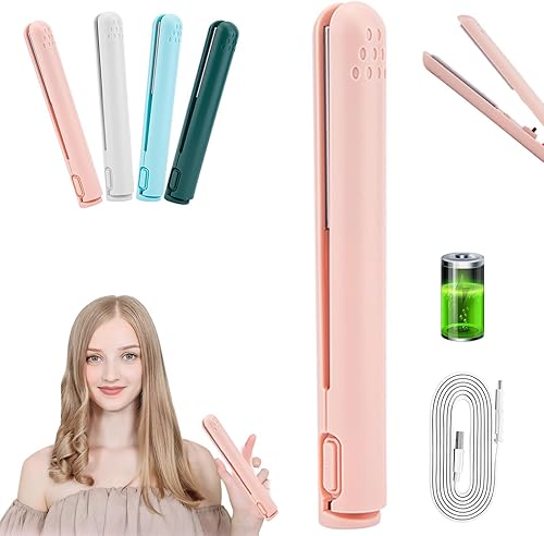 Miniatura 9 de Mini rizador de doble propósito para cabello corto, inalámbrico, recargable, cerámica, 6.7 x 0.9 x 0.9 in, azul