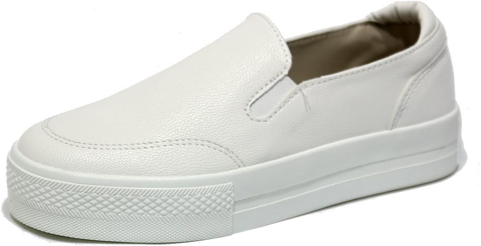 Women's Black White Simple Platform Slip on Sneakers