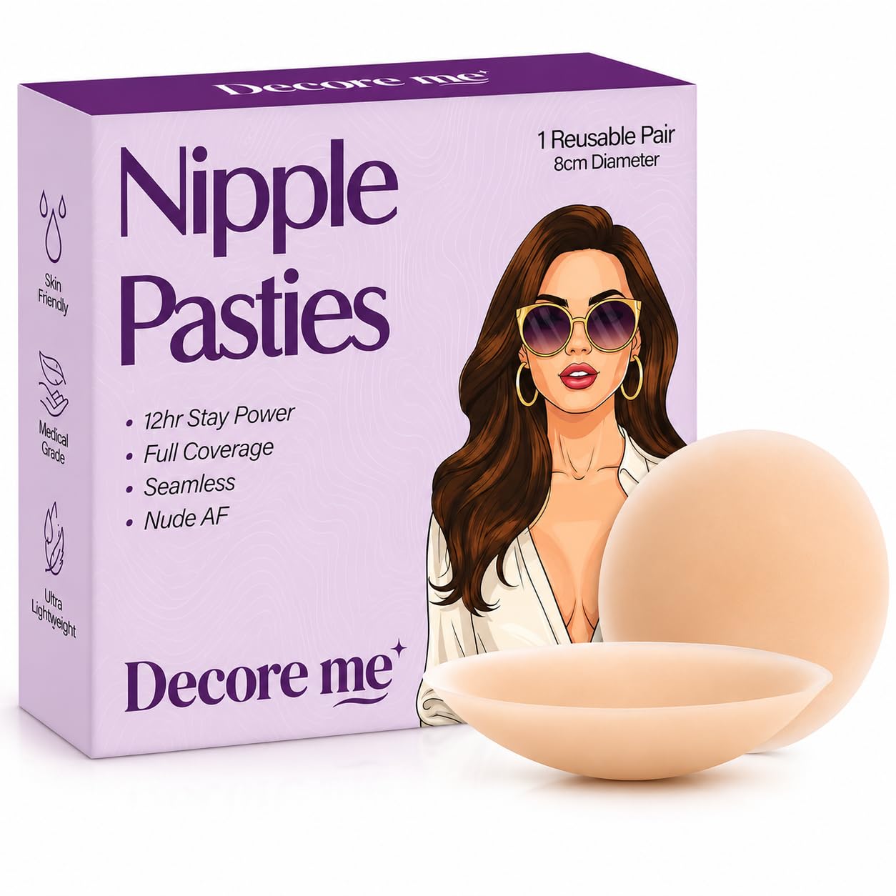 Women Nipple Cover | Reusable Silicone Nipple Pasties | Invisible Self Adhesive Breast Petals | Seamless Bra Alternative | Sweatproof Waterproof | Nude | Pack of 1-image-13