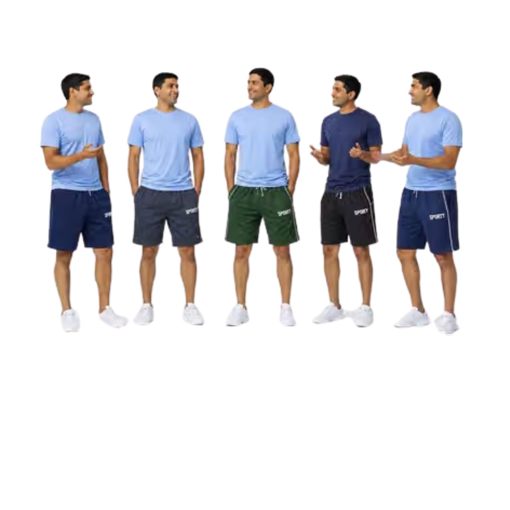 Men's Cotton Blend Shorts Regular Fit Casual Gym Sports & Lounge Shorts Elastic Waist with Side Pockets Lightweight Breathable Bottoms Pack of 5-picture-36