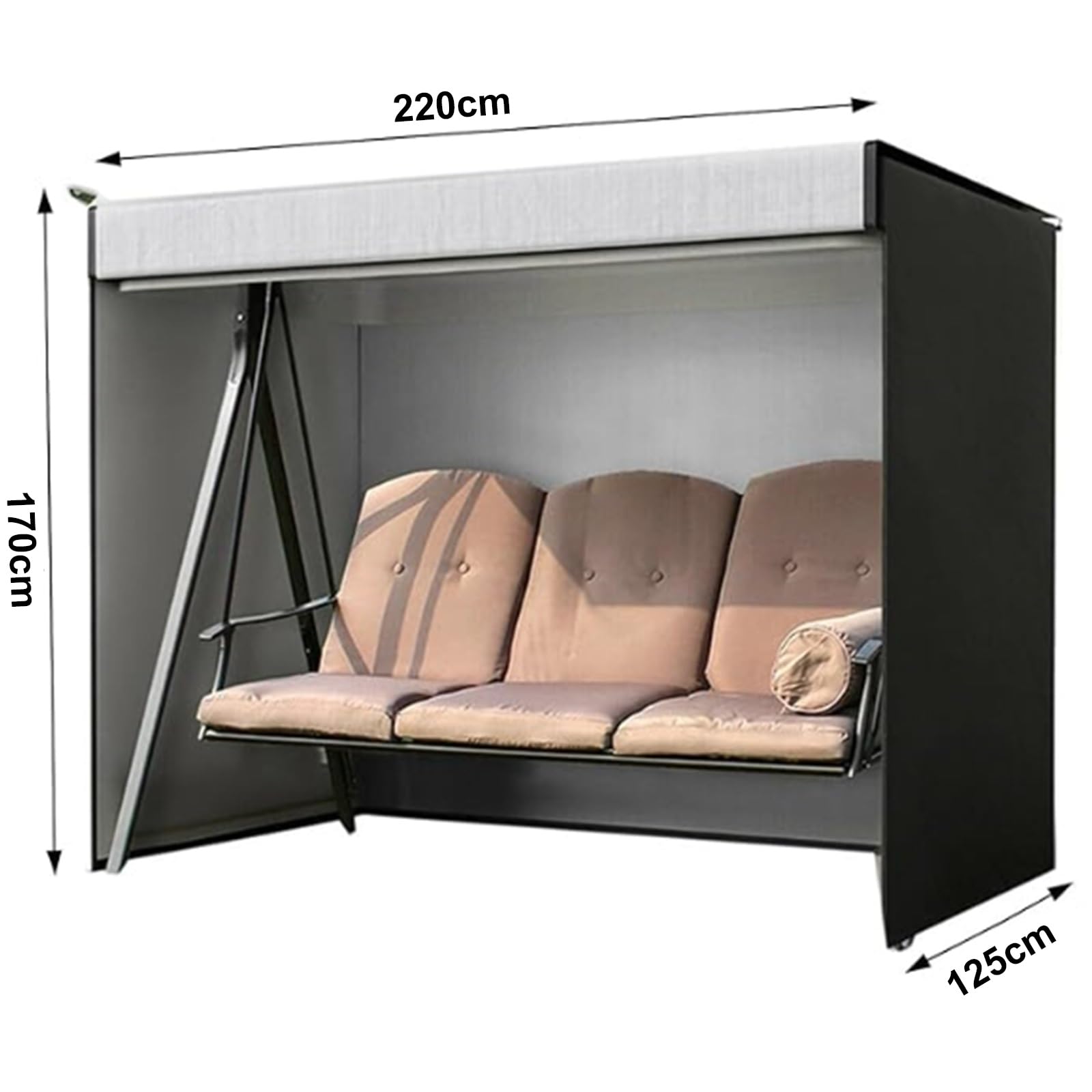 Copertura Dondolo 3 Posti, Copri Dondolo 3 Posti Impermeabile, Tessuto Oxford 210D, coprisedile per Altalena da Esterno, Anti-UV(Beige,220x125x170cm)