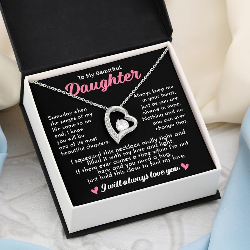 To My Daughter Necklace, Daughter Gifts From Dad and Mom, Necklace With Heartfelt Message & Elegant Box, Jewelry Gift For Birthday Christmas Graduation - Image 3