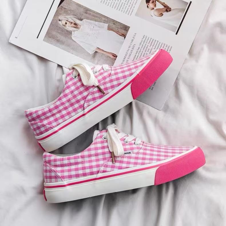 Women's Fashion Plaid Canvas Sneakers | Low Top Comfortable Casual Shoes | Breathable Rubber Sole & Classic Plaid Design for Everyday Wear4