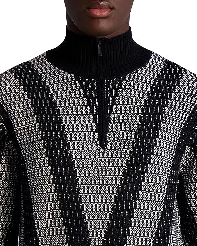 KARL LAGERFELD Men's Jacquard Half Zip Sweater4
