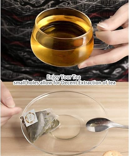 Miniatura 4 de Bolsas de filtro de té de malla fuerte de nylon vacías de pirámide para té de hojas sueltas con cordón desechable