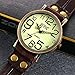 Lancardo Vintage Ladies Large Arabic Markers Multi Layers Leather Wrap Cuff Bracelet Wrist Watch Browm Black Green Orange