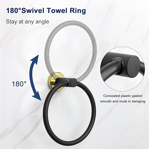 Miniatura 5 de NearMoon Anillo de toalla de baño, accesorios de baño, soporte grueso de acero inoxidable para toallas de baño, moderno colgador redondo para