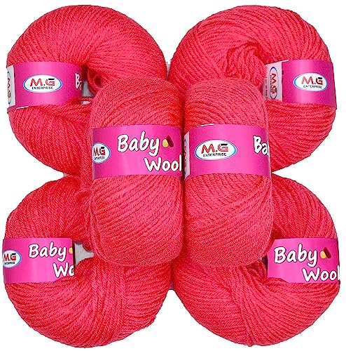 Image of Vard hman 100% Acrylic Wool Candy Red (Pack of 12) Baby Wool Wool Ball Hand Knitting Wool /Art Craft Soft Fingering Crochet Hook Yarn, Needle Knitting Yarn Thread Dyed -O
