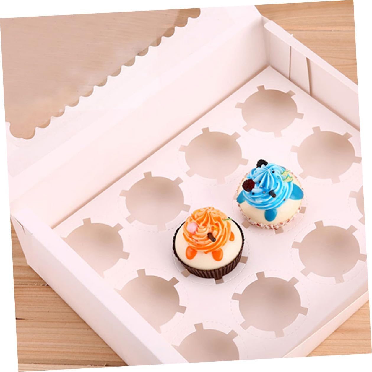 10pcs Windowed Paper Bakery Boxes for Cupcakes Muffins Egg Tarts, White Cardboard Pastry Packaging for Party Food Storage
