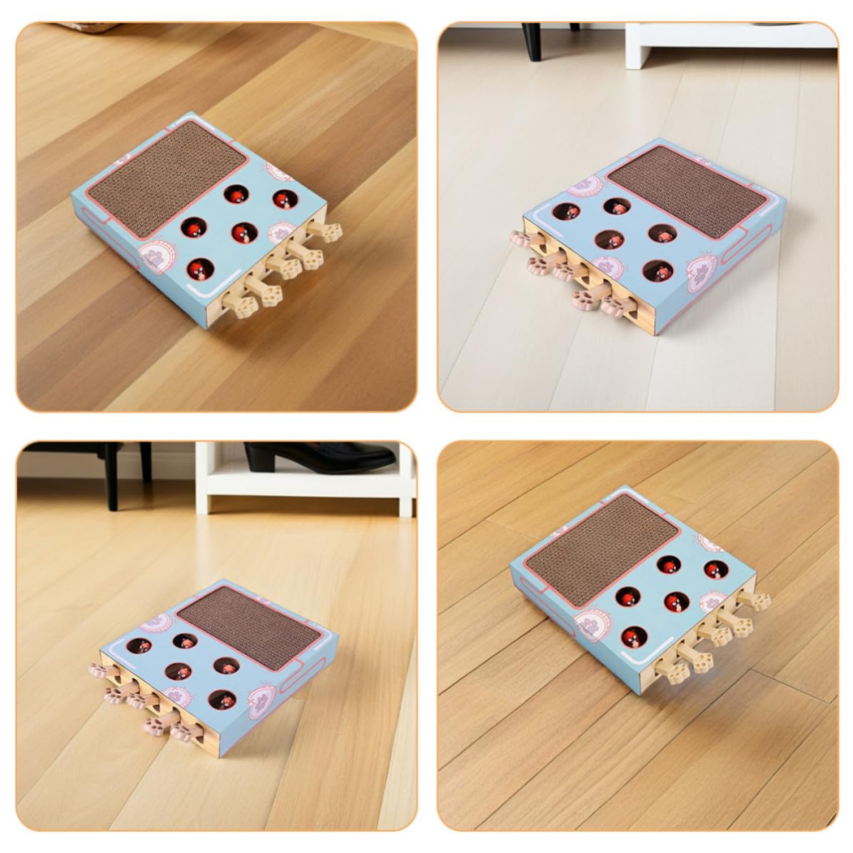 Hemobllo 2 Pezzi Gioco Interattivo per Gatti Tavola Graffiabile in Abs | Cartone Ondulato, Formato Board Portatile, per Viaggio e Esercizio Indoor, Adatto a Pet e Kitten