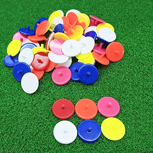 AMRTA Plastic Golf Ball Markers 50 pcs Round Flat Golf Ball Position Marker for Putting Green Coin,Diameter 25mm Mixed Color Golf Ball Mark Tool For Men Women Golfing(50 Pieces) - Image 2
