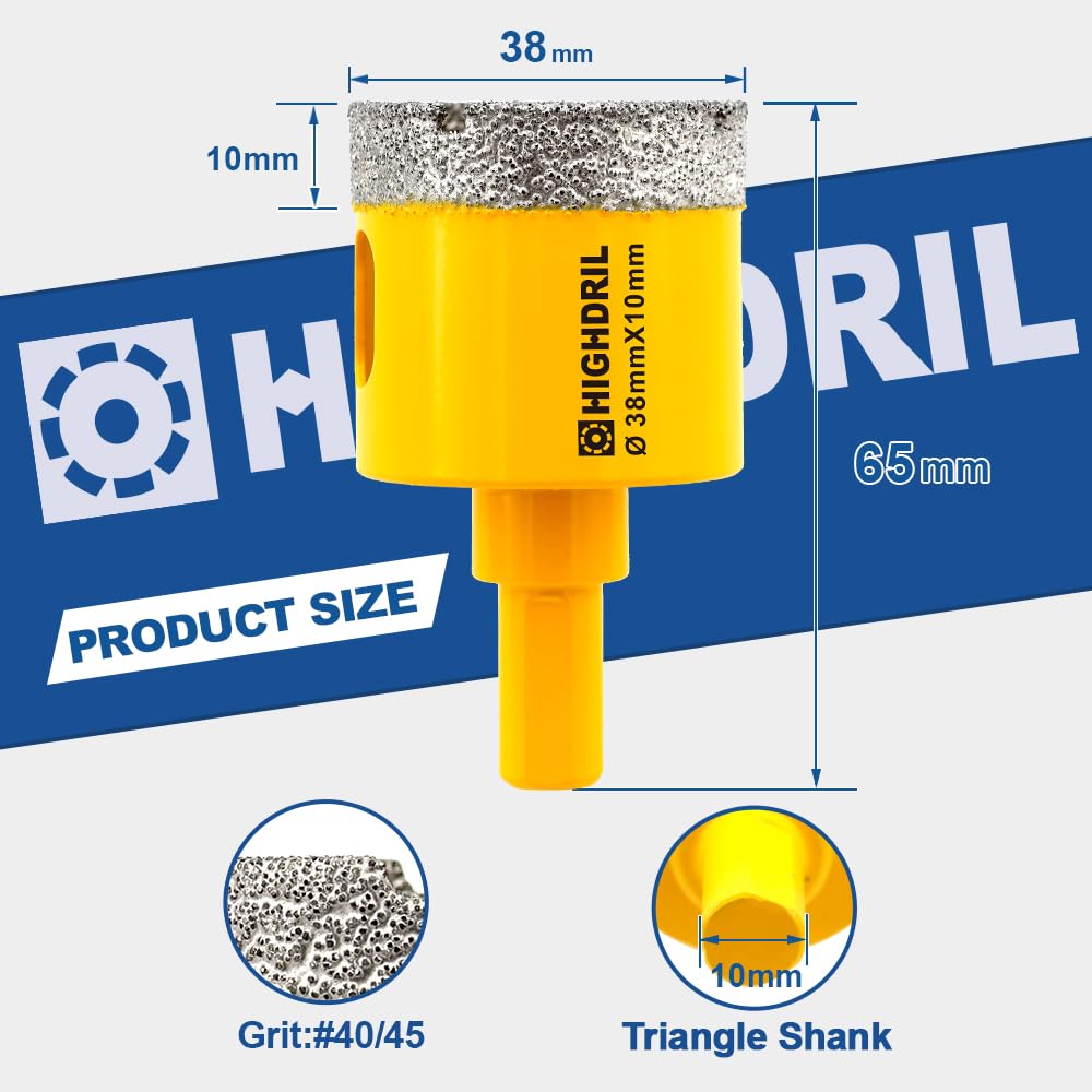 Dry Diamond Core Drill Bit,HIGHDRIL Diameter 38mm 1-1/2