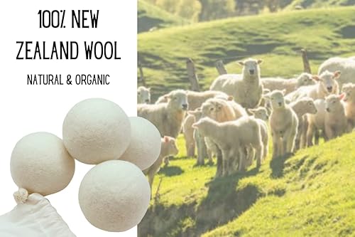 Miniatura 2 de Paquete de 6 bolas para secadora de lana de lavandería XL, 100% lana orgánica natural de Nueva Zelanda, ecológicas, hechas a mano, reutilizables,