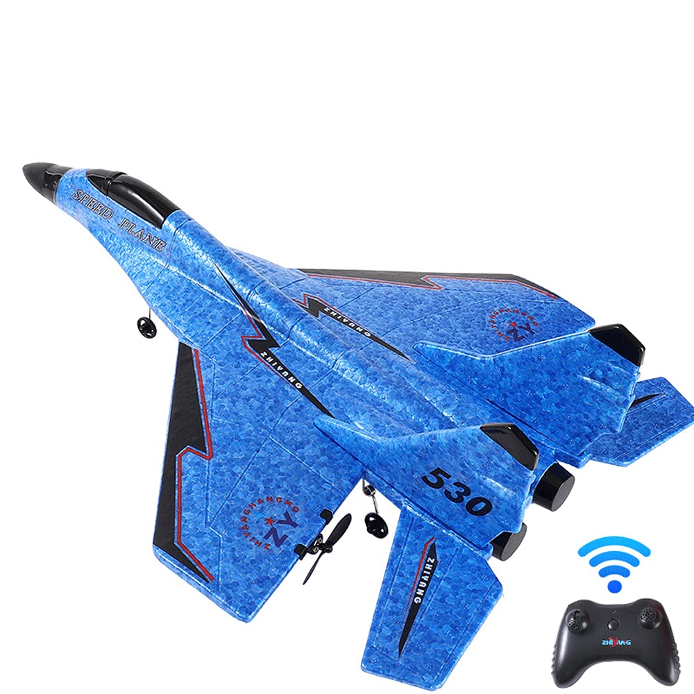 WOLWES Avión RC, planeador de combate con control remoto 2.4G, equipado con giroscopio inteligente y luz nocturna colorida, avión teledirigido EPP RC, juguete anticolisión y anticaída, regalo para niñ