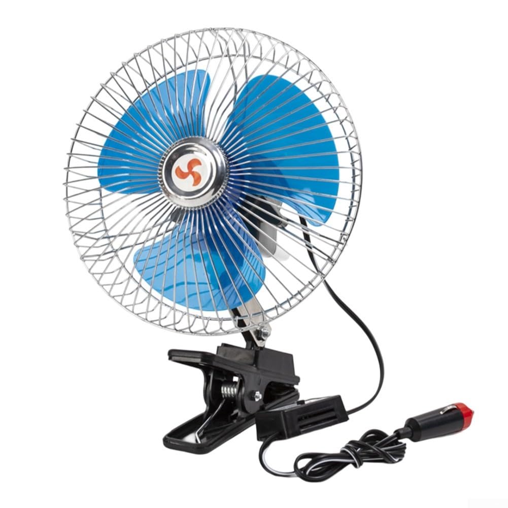 HpLive Ventilatore per auto 12 V/24 V, raffreddamento 2 vel., valvola girevole, copertura antivento in metallo, per camion, barche, SUV, camper (6 pol.)