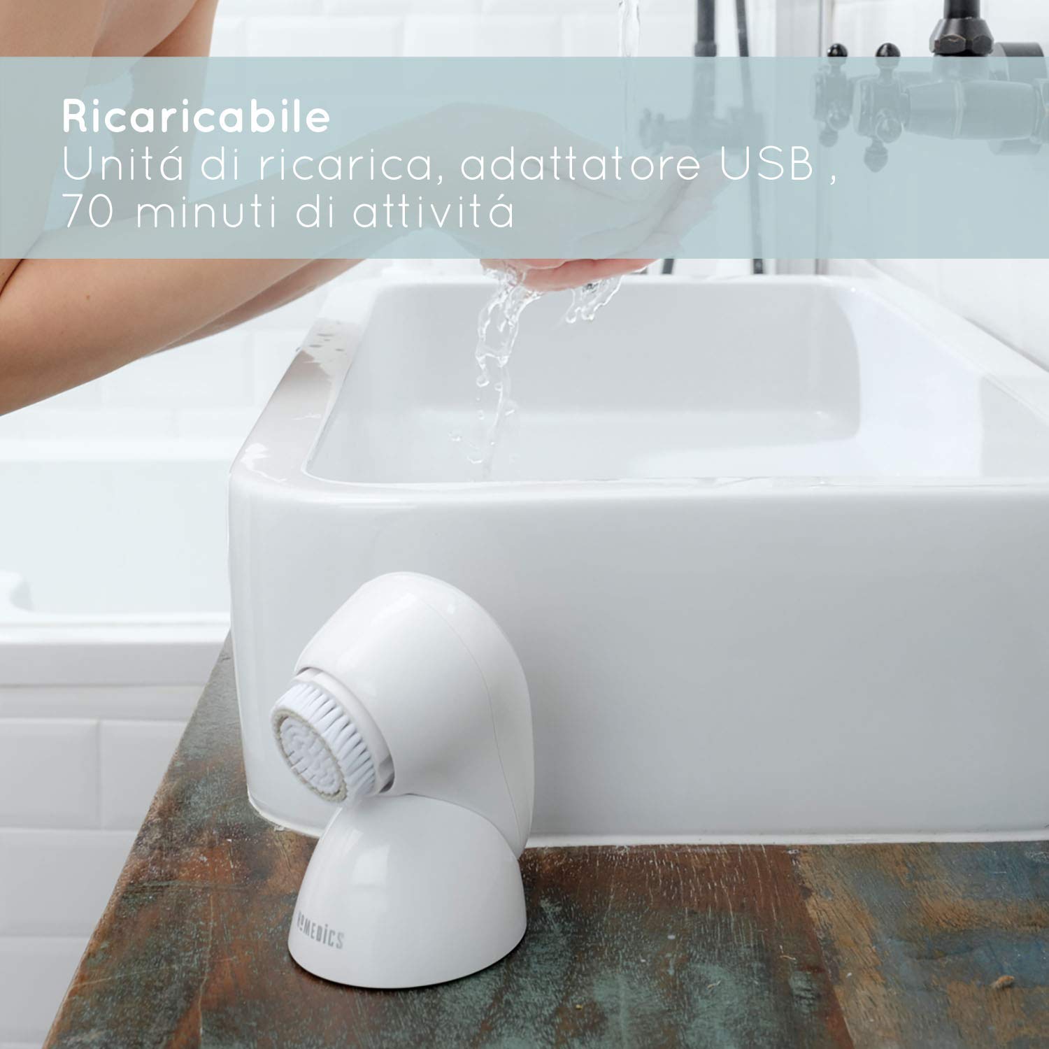 HoMedics Pureté Plus+ Cepillo de Limpieza Facial Multi Sónico con Analizador de Piel vía App para una Limpieza profunda, Hidratación y Exfoliación - Controla Niveles de Agua y Aceite de la Cara