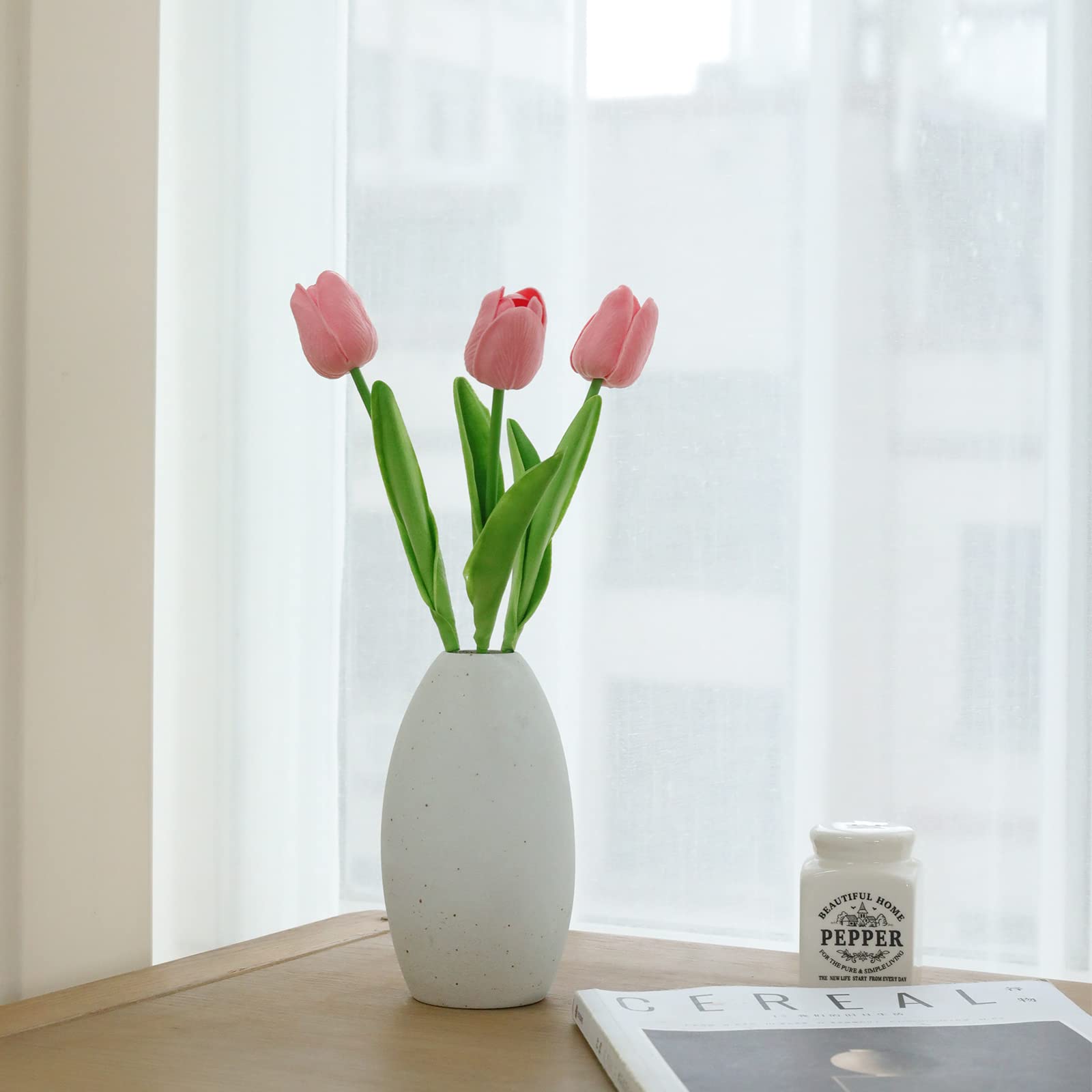 Amazon.co.jp: Rosscer 24個 ピンク 人工チューリップフラワー