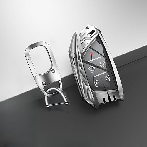 DEGEMEEN Funda para llavero de aleación de zinc, llavero, funda compatible con Corvette C8 2020 2021 2022 2023 (plateado)