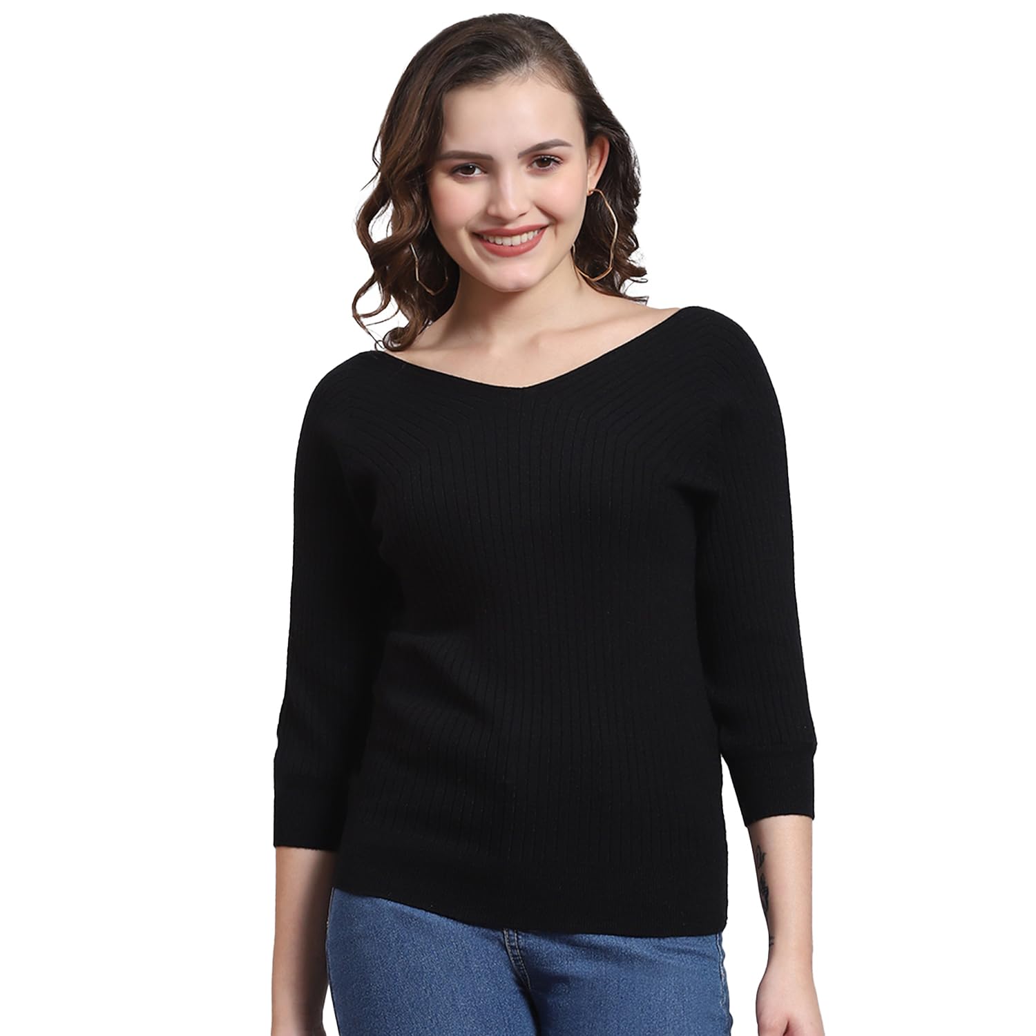 monte carlo Womens V Neck 3/4th Sleeve Top (1239758TP)-picture-55