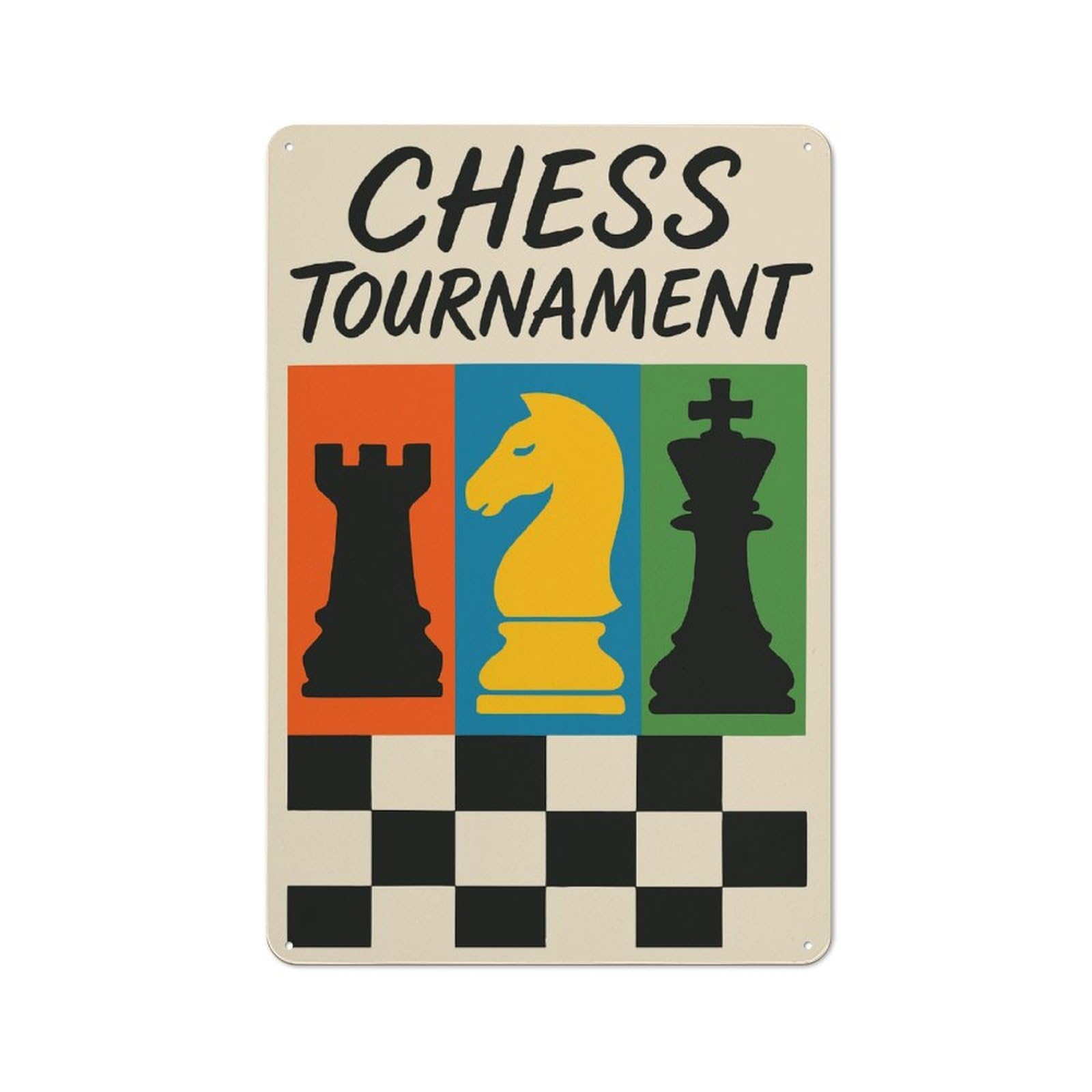 Junmoney Style-3 Chess Tournament Decorative Metal Wall Decor 30X20cm, Metal Gift Sign For Hallway, Home Bar, Garage Or Study