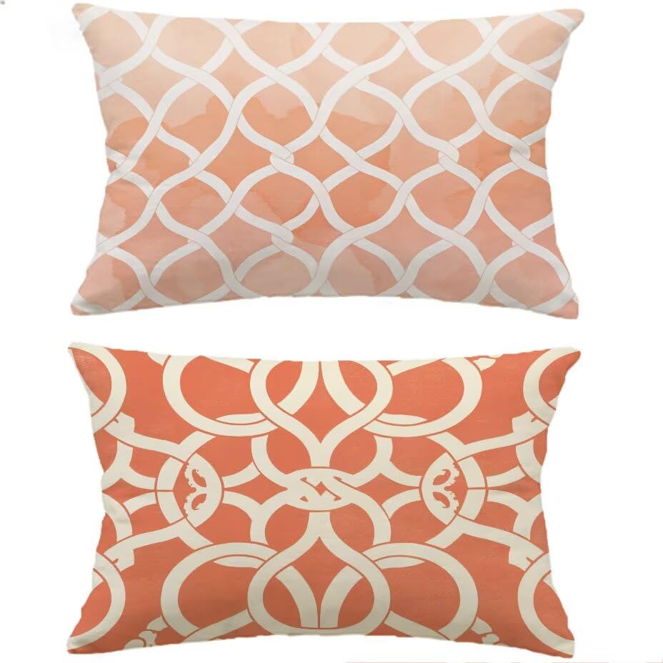 Housse de coussin extérieur 70x90 imperméable rose : grand coussin de jardin rectangulaire lot de 2