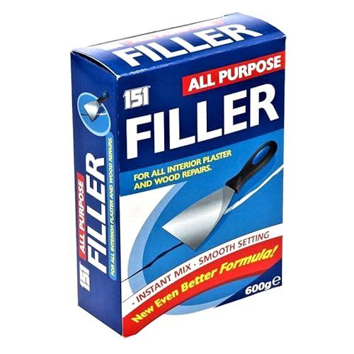 All Purpose White Filler Powder 600g - Ideal for All Plaster, Plasterboard, Wood, Brick, Stone & Other Building Material Repairs