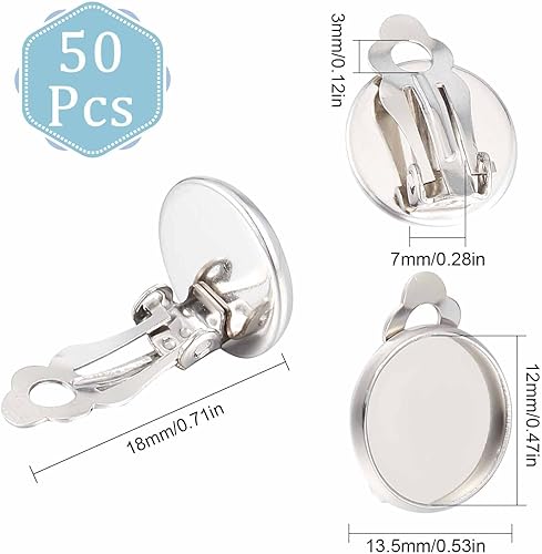 Miniatura 9 de SUNNYCLUE 1 caja de 30 piezas de 3 colores de clip en aretes de clip redondos de espalda plana, convertidores de aretes de acero inoxidable, ajustes