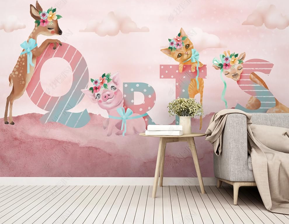 Papier peint intissé animaux pour décorer un salon familial ou une salle de restaurant ludique