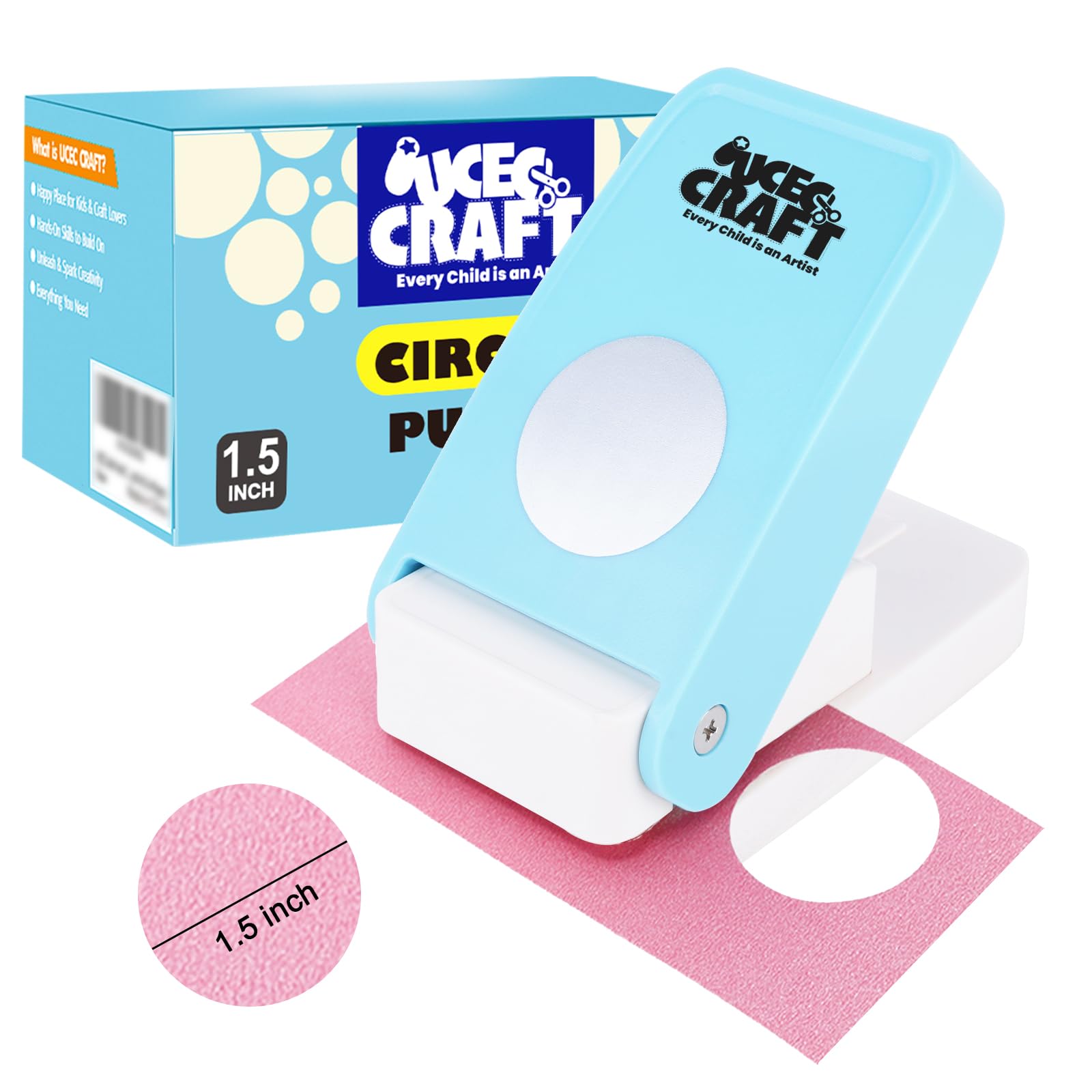 UCEC 1.5 Inch Circle Punches for Paper Crafts, Circle Hole Punch, Single Hole Punch for Kids Adults, Craft Lever Punch for Tags Cards Scrapbooking Festival DIY Arts Home School Office Supplies