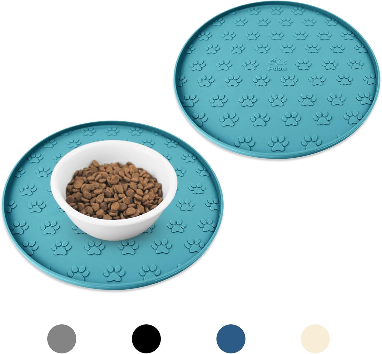 2 Pack Dog Food Mat Anti-Slip Dog Bowl Mats for Food and Water, High-Lips Waterproof Dog Feeding Mat Prevent Messy Spills, Silicone Pet Placemat Puppy Trays for Small Medium Large Dogs Cats